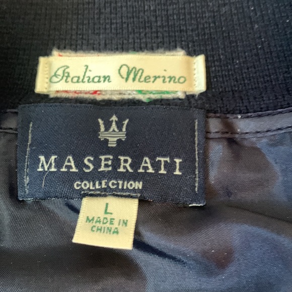 Vintage Maserati navy italian merino lined 1/2 zip sweater unisex EUC - Picture 3 of 6